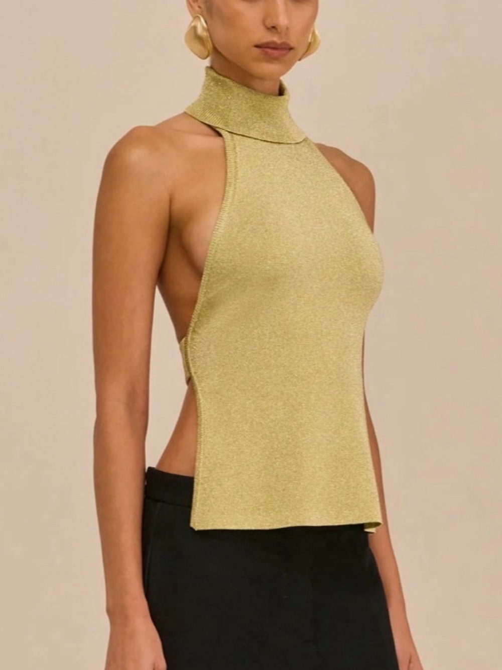 Cult Gaia Wake Knit Top Gold